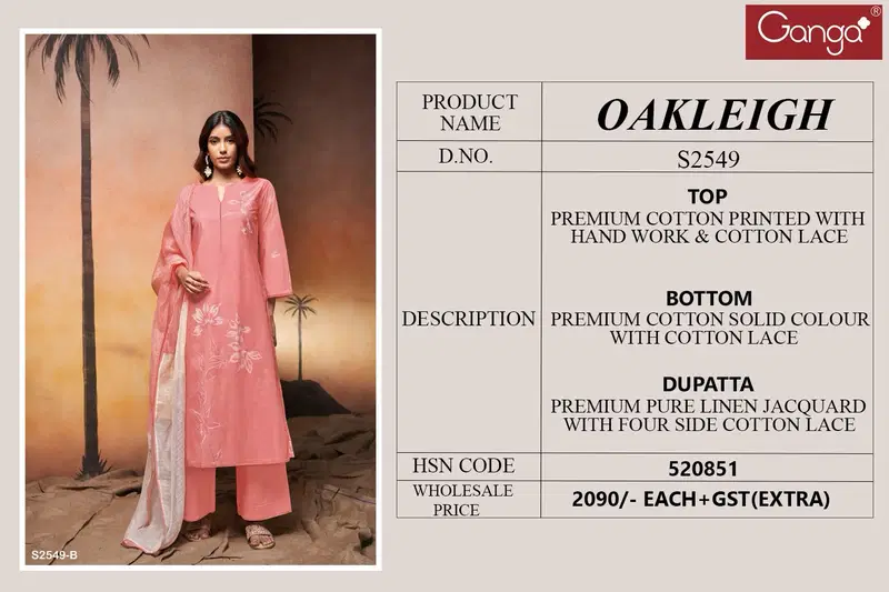 Oakleigh 2549 By Ganga Premium Cotton Printed Wedding Dress Material Wholesale Shop In Surat